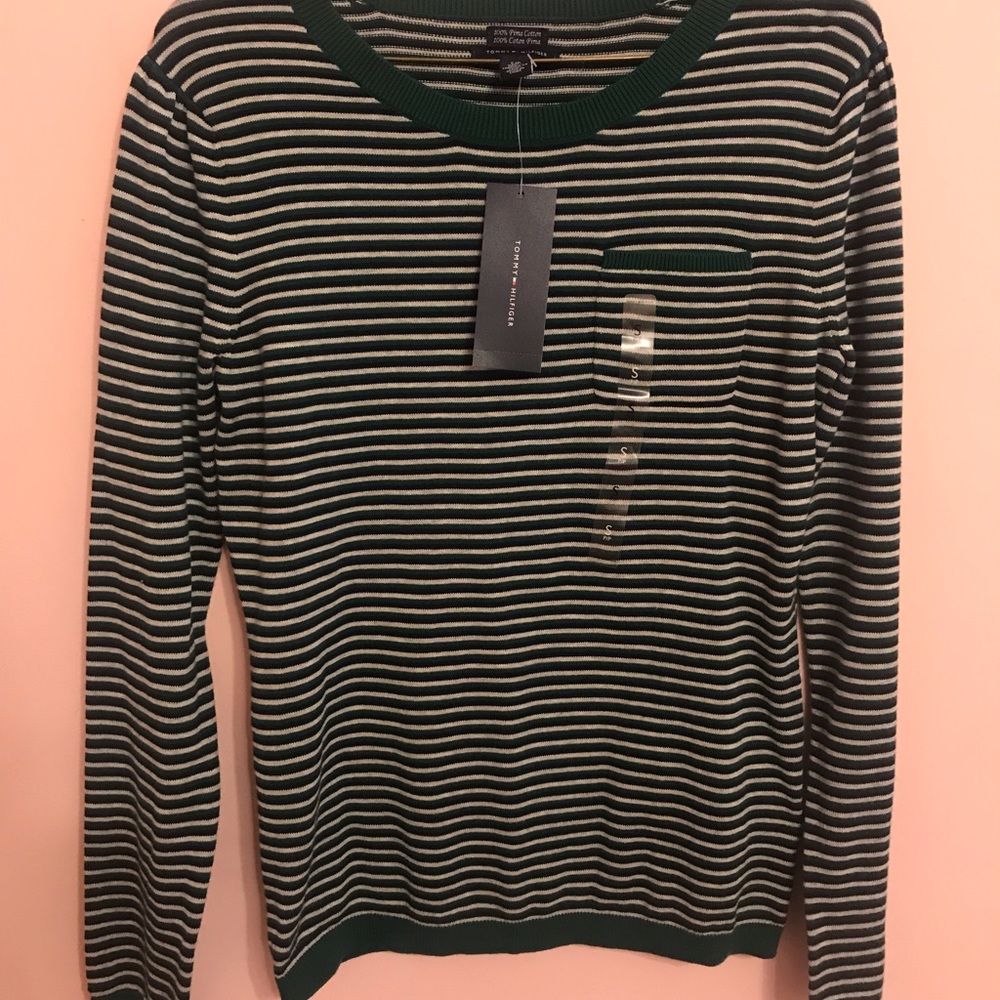 Tommy Hilfiger Green Stripped sweater
